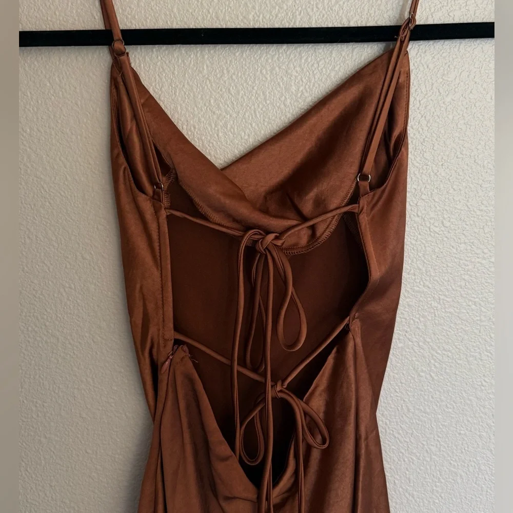 Princess Polly Alfie Rust Brown Mini Dress Size 2 - Picture 3 of 4